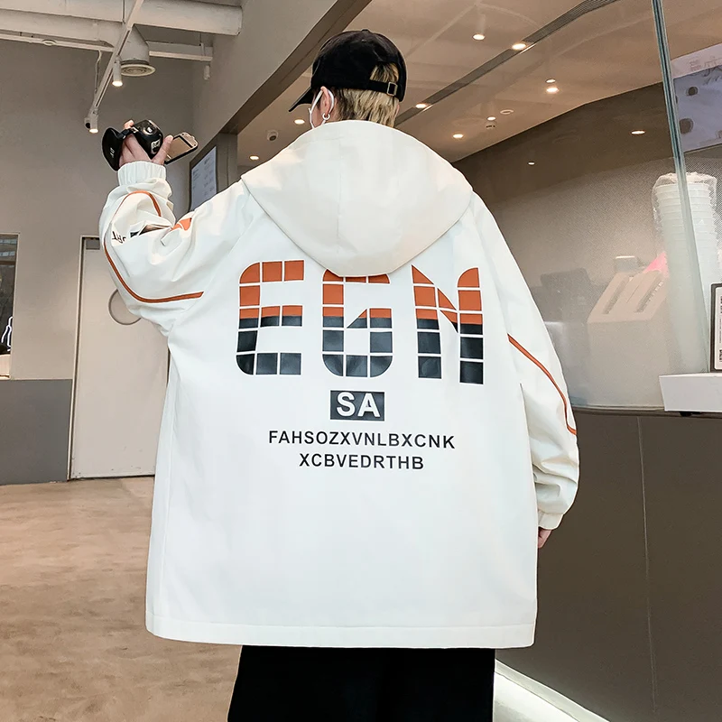 Hochwertige Herren-Freizeitjacken mit Kapuze 2026 Frühling Herbst Windbreaker Oberbekleidung Lockere Mäntel Jugend-Oberteile Kleidung Übergröße M-4XL – Detail 9