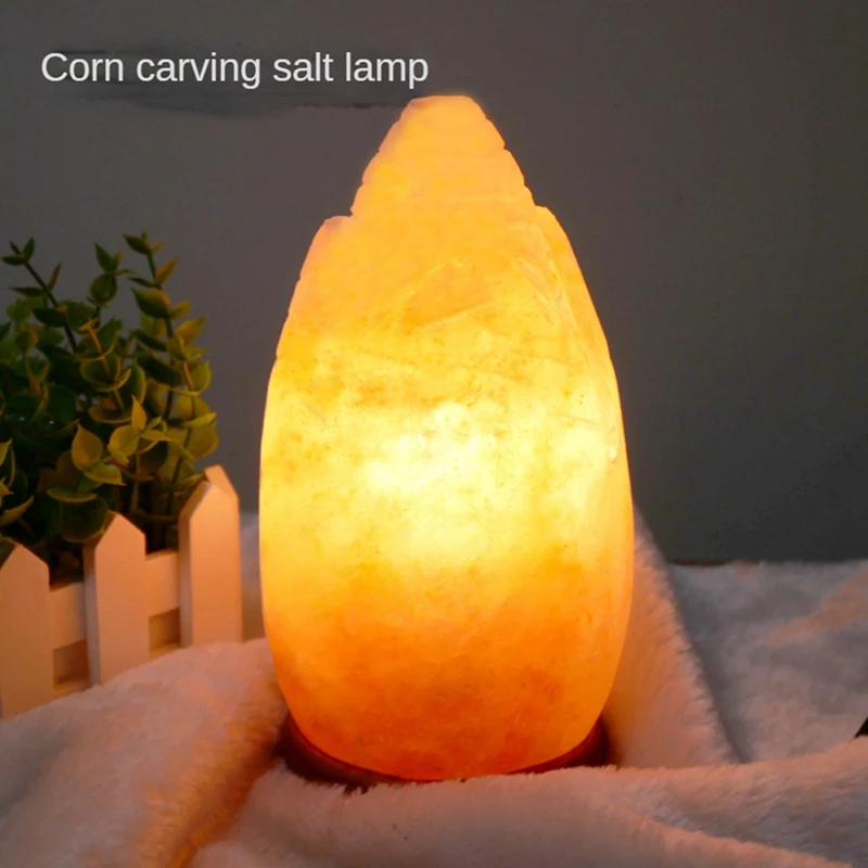 

1 Piece Himalayans Rocks Salt Lamp Glow Night Light Bedside Ornaments, As Shown Wooden Home Decor Atmosphere Lights EU Plug