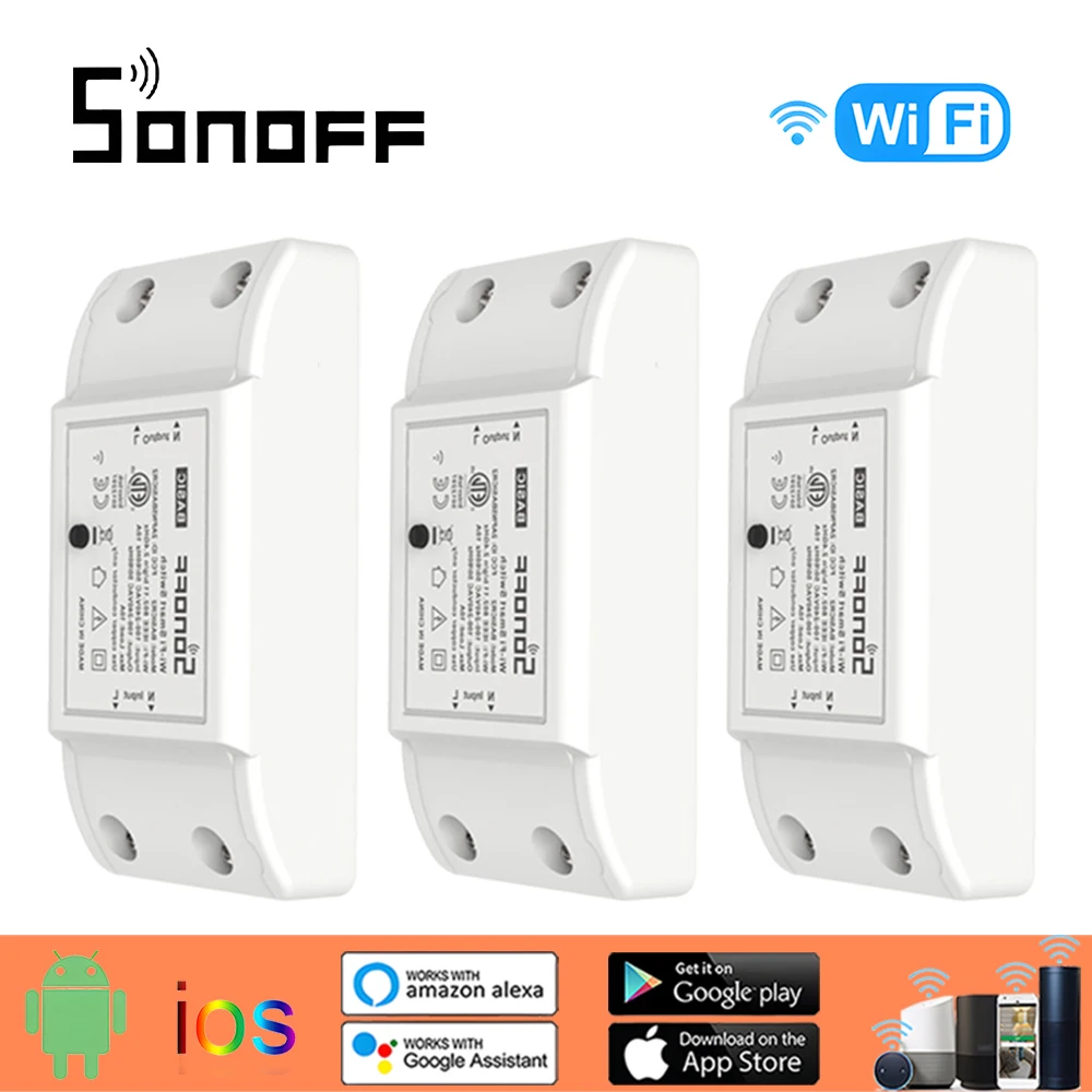 

SONOFF Outlets BasicR2 Wifi Breaker Switch Smart Wireless Remote Controller DIY Wifi Light Switch Home Works With Google Alexa