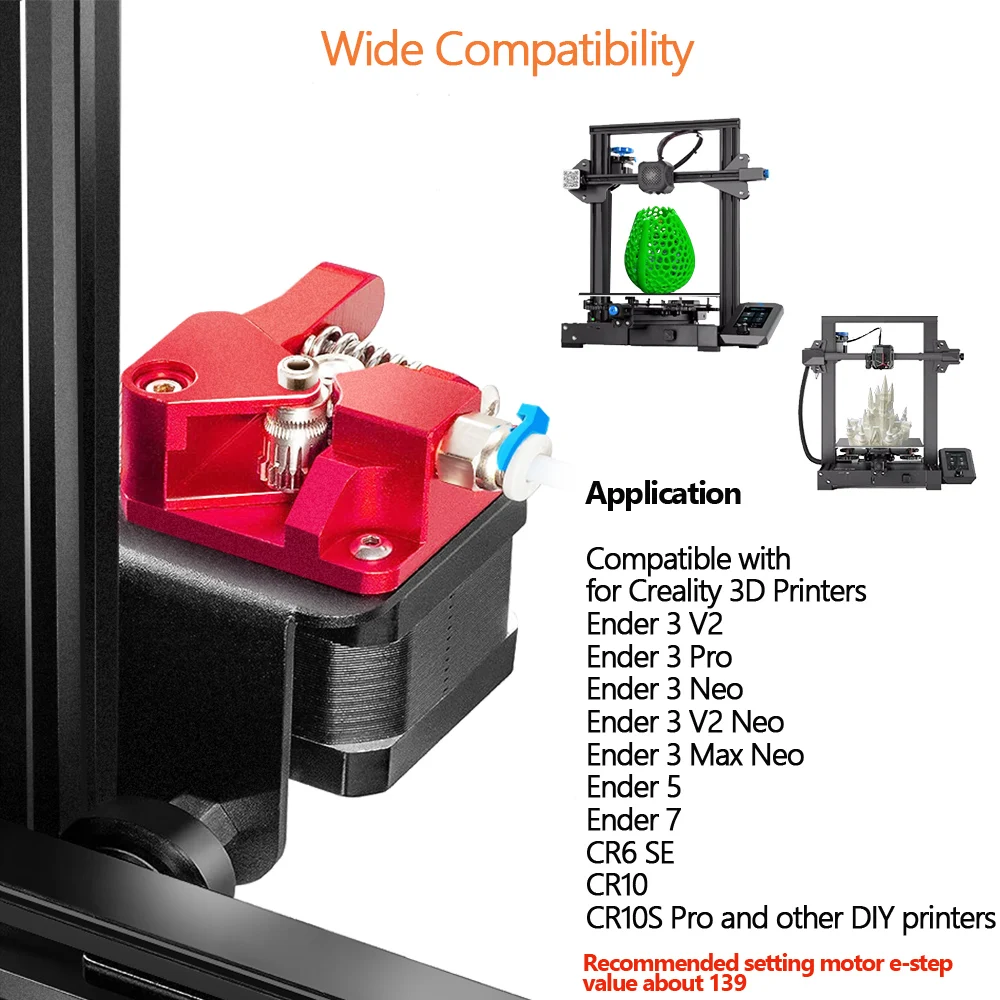 Dual Gear Extruder with Double Pulleys Direct Aluminum Extrusion for Ender 3 V2 Neo S5 CR10S-PRO 3D Printer Parts Upgraded