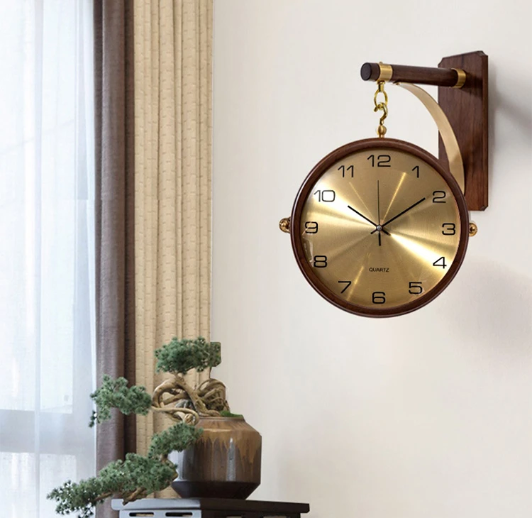 Luxury Silent Metal Wall Clock Double Sided Digital Wall Clocks Bedroom Decoration Home Decor Living Room Decoration Accessories