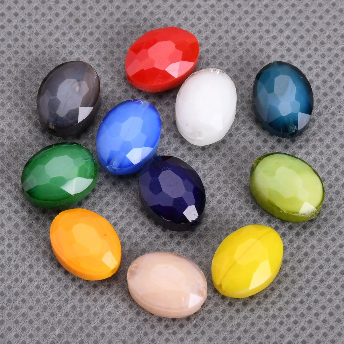 

10pcs Oval Shape 12x9mm Opaque Faceted Glass Loose Beads For Jewelry Making DIY Crafts Findings
