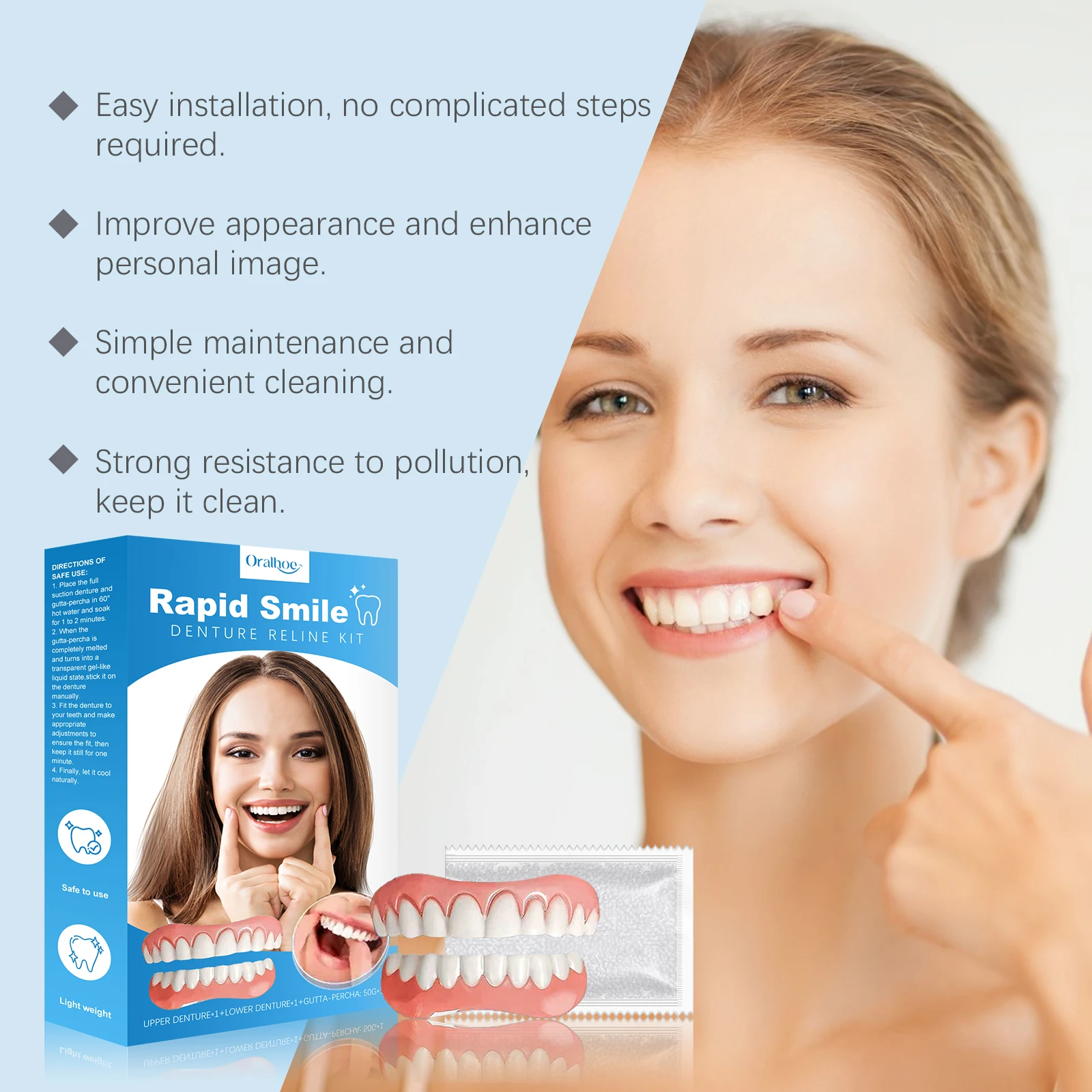 Dental Cosmetic Denture Set - dental beauty set that enhances smile aesthetics, made of comfortable material, cosmetic dentures