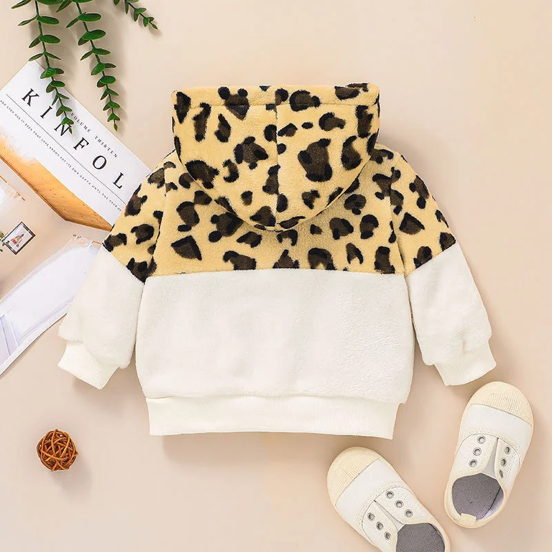 

Autumn children fashion leopard New print hooded coa top baby warm cardigan windbreaker little toddler girl clothing cute jacket