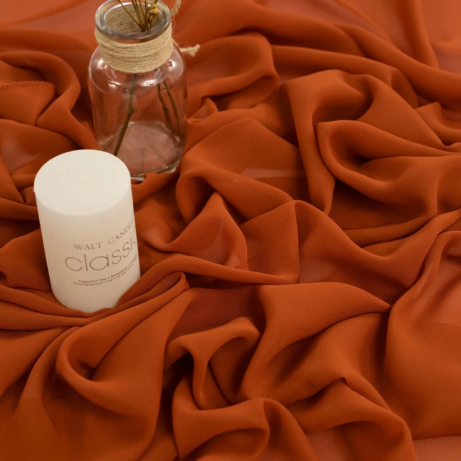 12PCS Terracotta Chiffon Wedding Table Runner Table Setting Gauze Sheer Vintage Christmas Dining Birthday Party Table Decor 2