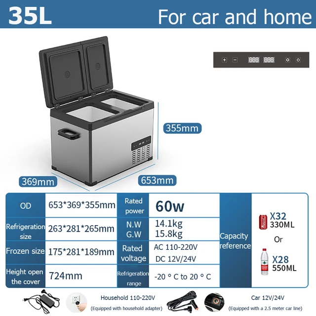 Portable Alpicool 35L/45L/55L Car Refrigerator 12V/24V 220V Home Use