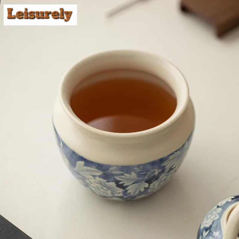 500ML Soda Glaze Yuan Blue and White Jianshui Tea Wash Tea Residue Bucket Tea Garbage Can Chaxi Cha Accessories Decoration