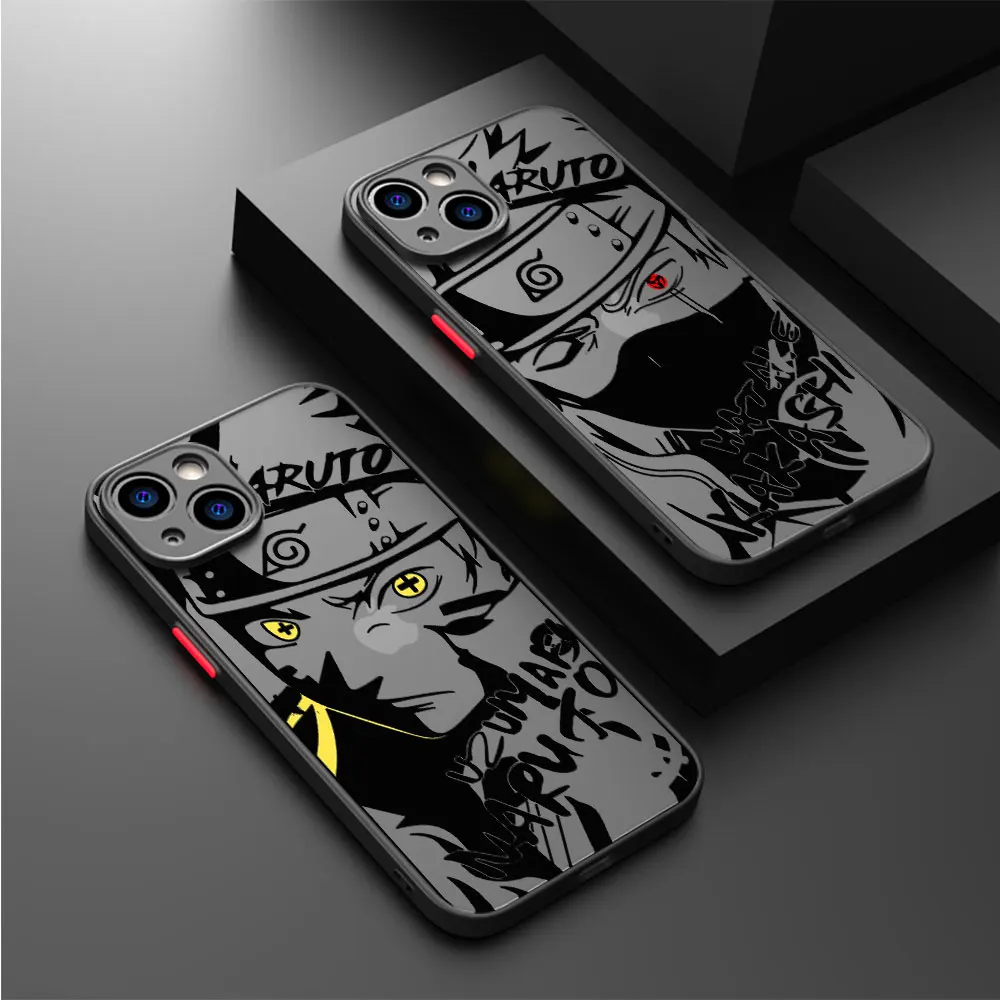 Case For Apple iPhone 15 14 13 11  7 XR X XS Max 12 Pro 8 Plus 6 6S SE 2022 15Pro Black Matte Phone Funda Narutos