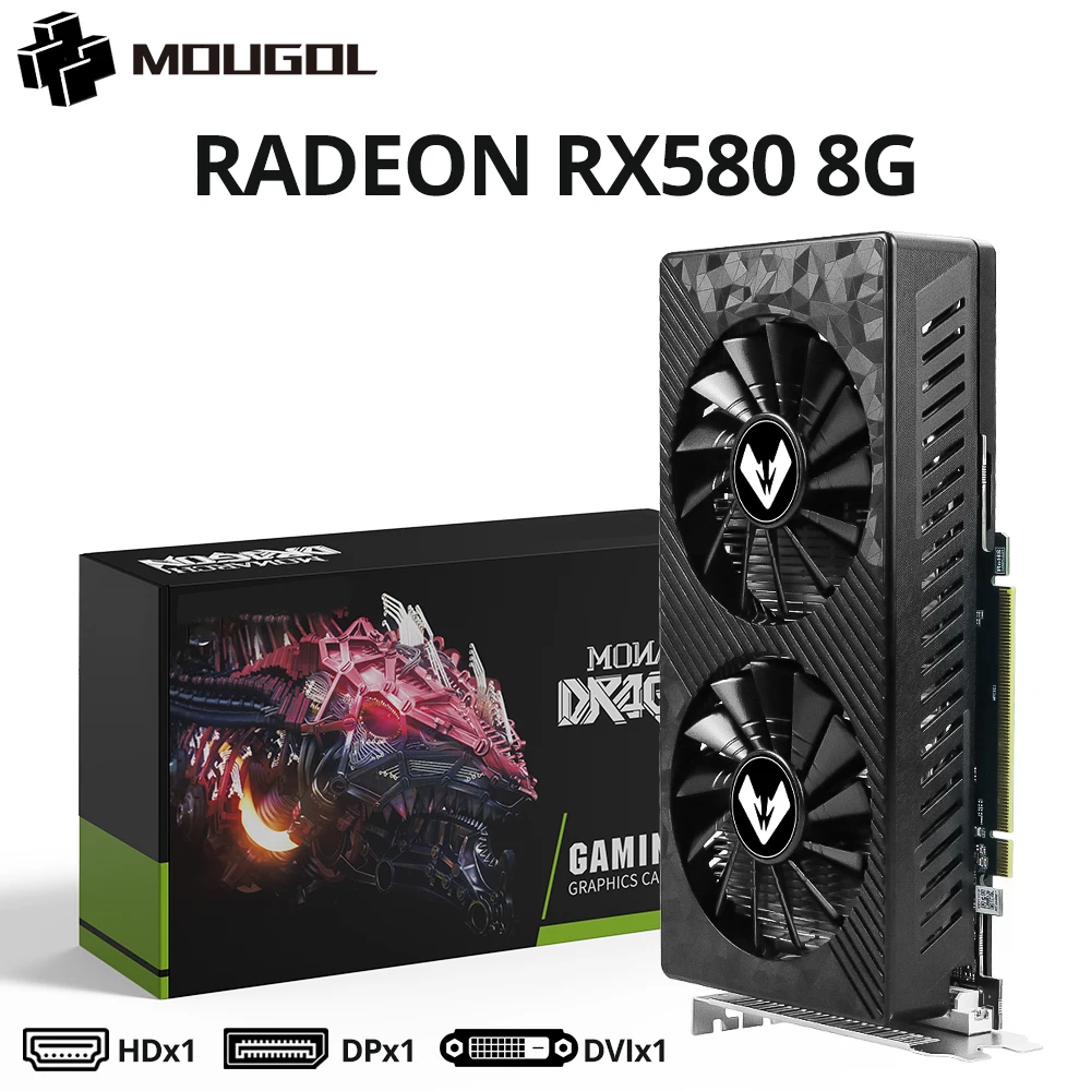 【新品】MOUGOL AMD Radeon RX580 8Gビデオカード MOUGOL AMD Radeon RX580 8G 2048SP GDDR5 256ビット PC ゲーム用
