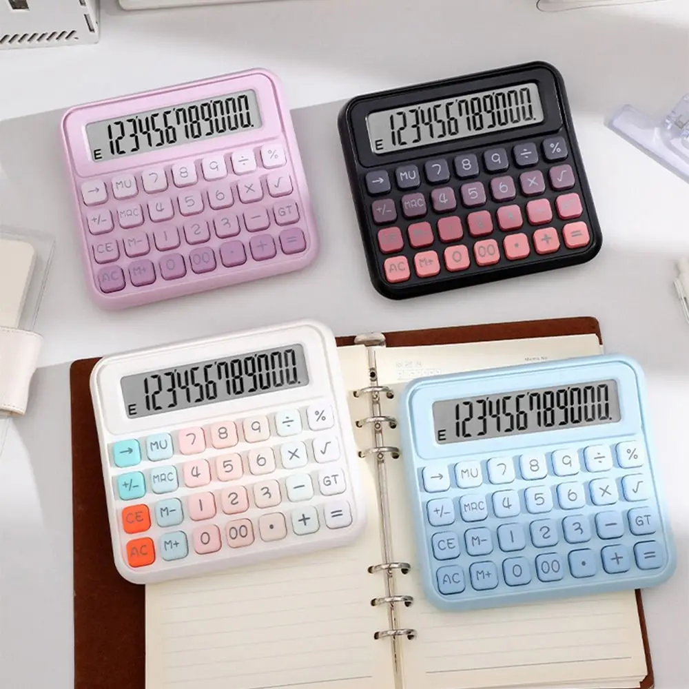 Cute 12 Digits Calculator Easy To Use Portable Finance Calculator Prevent Slipping Candy Color Desktop Calculator Business
