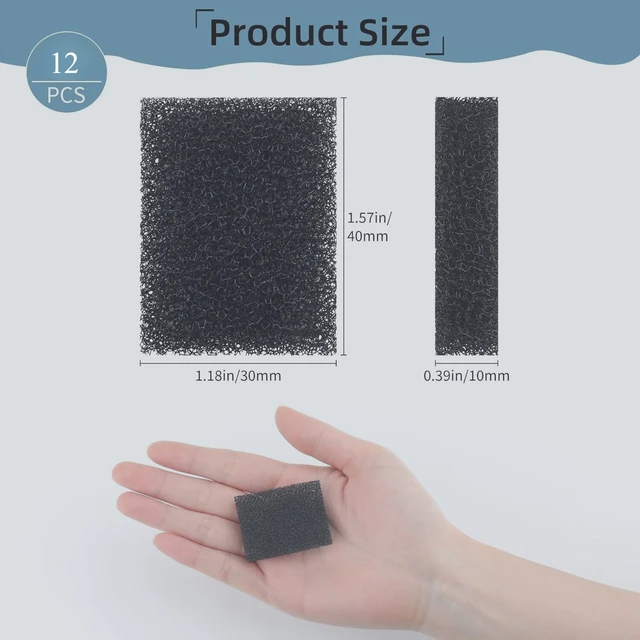 12 Pack Cat Water Fountain Sponge Filters, Replacement Foam Filters for 67oz/2L Pet Fountain 65oz/1.85L Dog Drinking Fountain 6