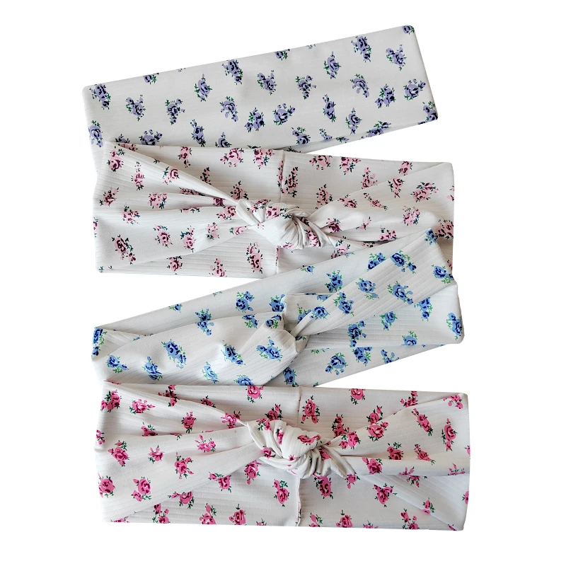 

Geebro Women Floral Print Knitted Flat Stripe Headbands Slouchy Knotted Hairband Head Wrap Elastic Headdres Lady Hair Accessorie