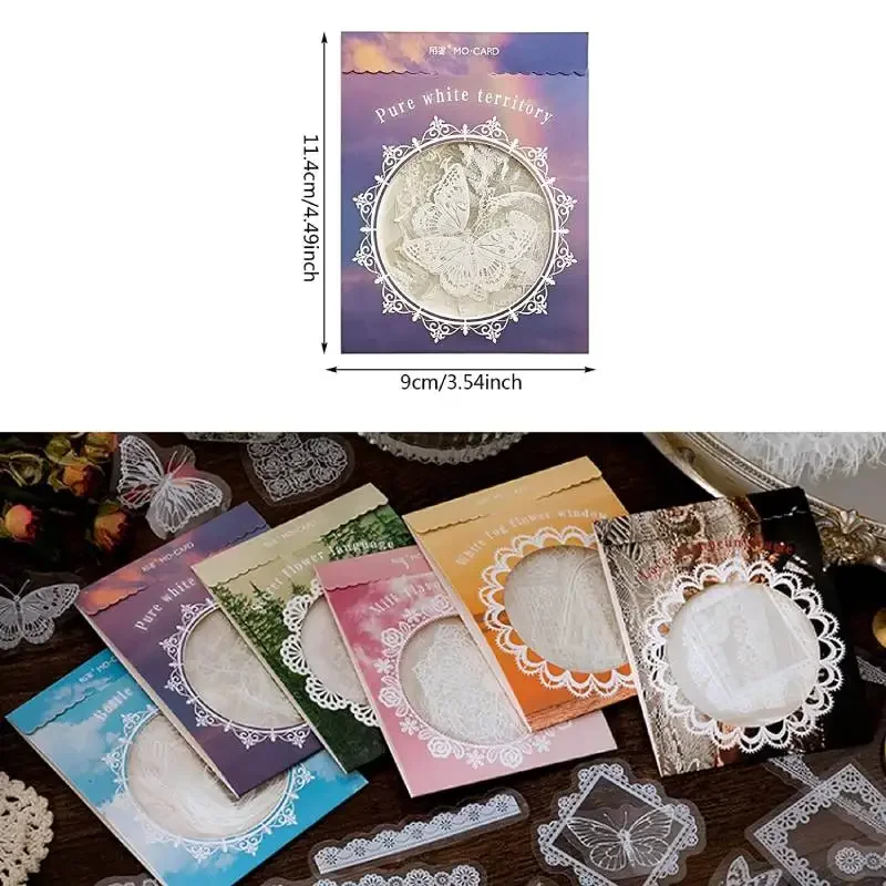 레이스 스티커 투명 애완 동물 사진 프레임 데칼 스티커 DIY 장식 스크랩북 일기 플래너 앨범 일기 노트, 30 개