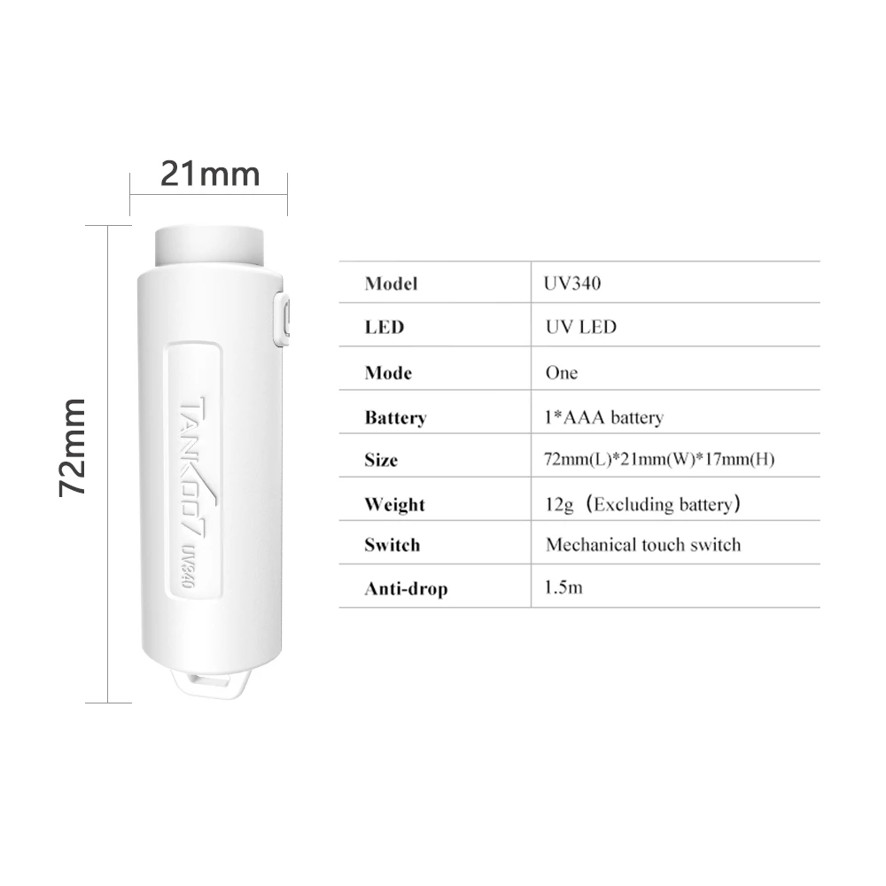 Tank007 Pet Moss Stain Detection Lamp Waterproof Torch Rechargeable Lantern Canister Test Work Light
