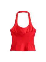 Women's Backless Halter Fitted Tank Tops, Female Camis, O Neck, Side Zipper, Sexy Fashion - Image 3