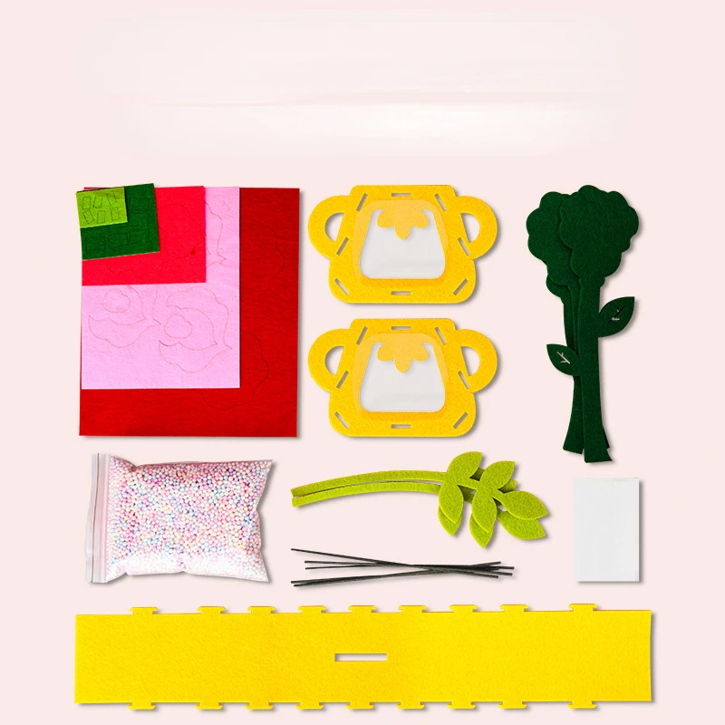 DIY Flower Toys Montessori Arts Crafts Non-weaving Handicrafts Flowerpot Toys for Mother's Day Gifts Kids Birthday Party Favor