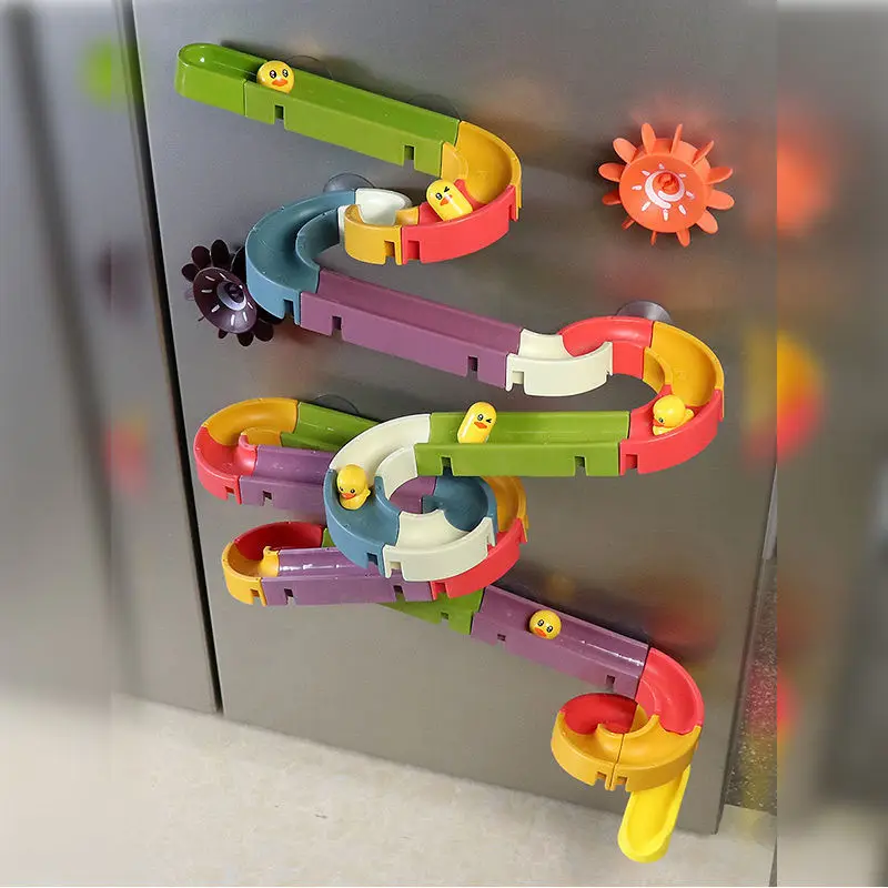 Baby DIY Assembling Track Slide Suction Cup Toys Bath Tub Toys Baby Bathroom Bathtub Shower Toy Set Duck Water Toys for Children 4