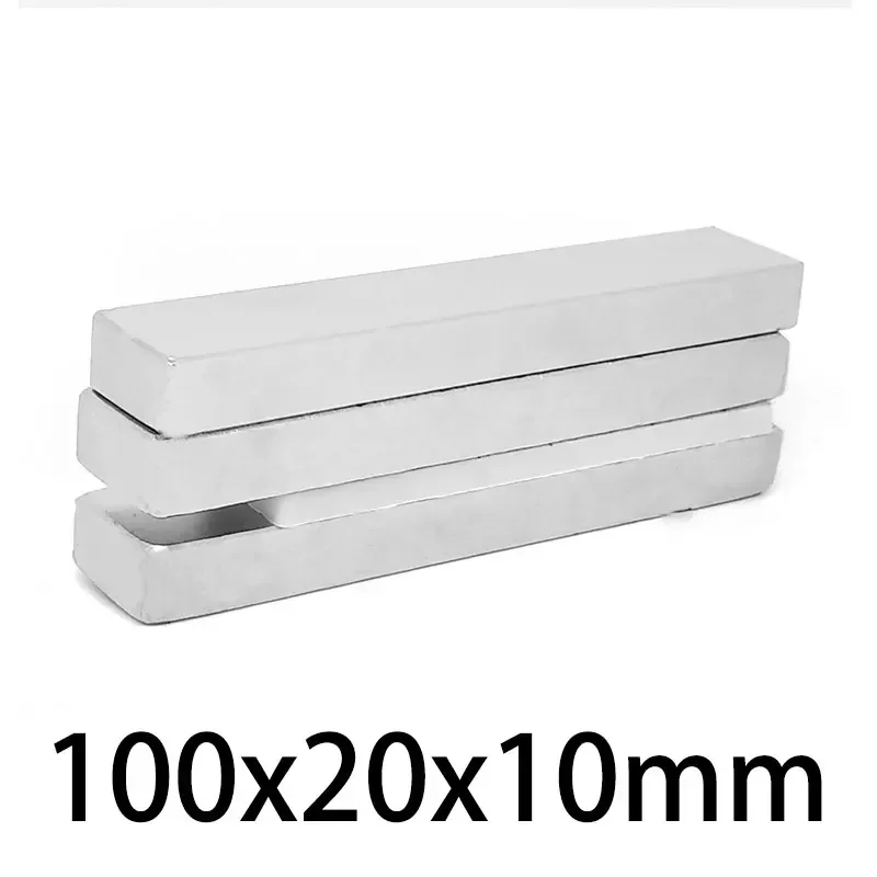 Длинный неодимовый магнит N52 100x20x10 мм, 1/2/3 шт.