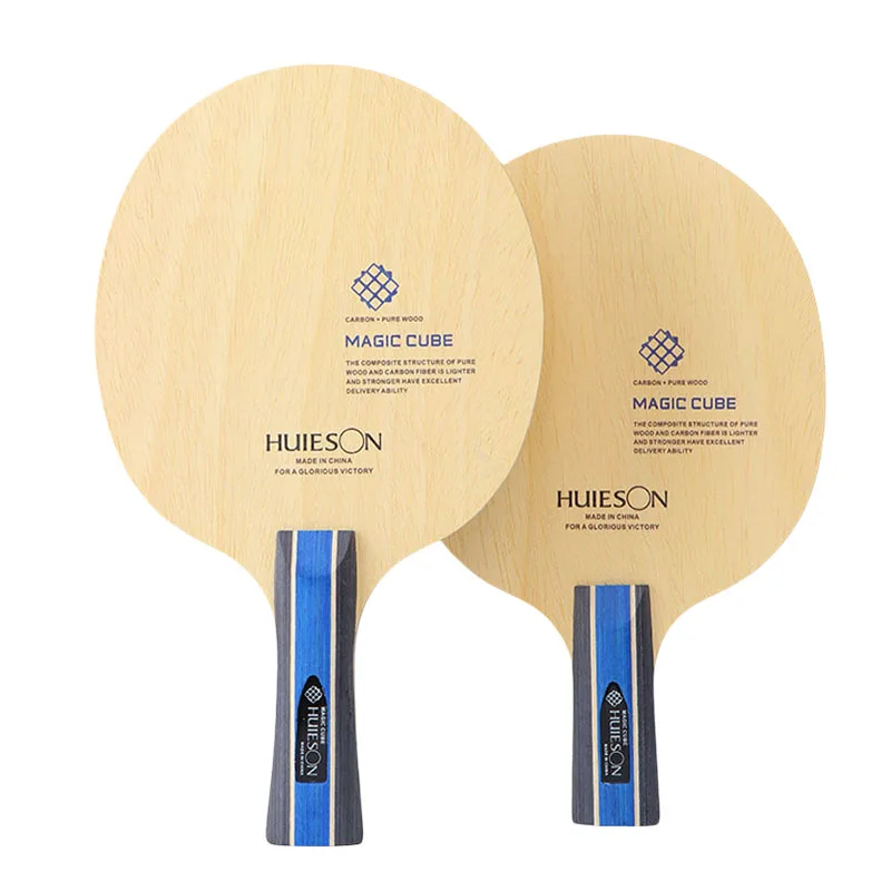Raquettes de Tennis de Table hexagonales à poignée horizontale professionnelle, boutons en Fiber de carbone noire, compétition de raquette de Ping-Pong  18