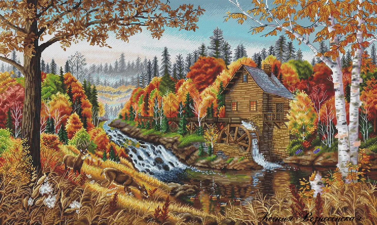 

Наборы для вышивания Linzhong-Water Mill 77-50, наборы для вышивки крестом, хлопчатобумажная ткань, домашняя забава своими руками