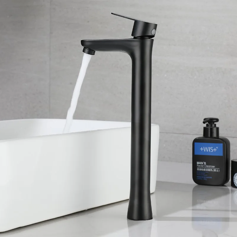 

304 Stainless Steel Black Bathroom Faucet Single Cold Quickly Open Type Kitchen Basin Tap Rust And Corrosion Resistance Water Ta