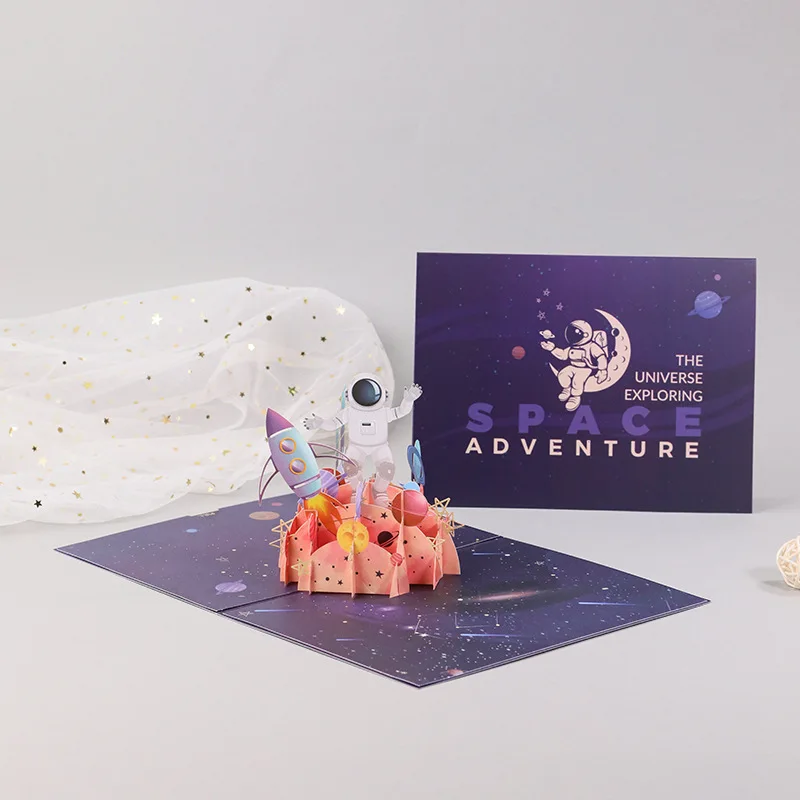 3d Space Astronaut Greeting Card Astronaut Planet Star Rocket Birthday Paper Cards For Congratulations Children's Day Father Day