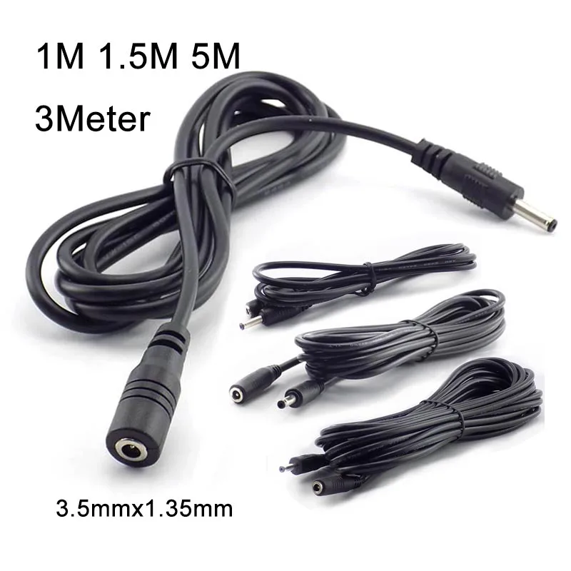 

1/1.5/3/5M Power Cable Male Female DC 5-24V Extension Power Cord Adapter 3.5mmx1.35mm Connector for CCTV Cable Security Camera