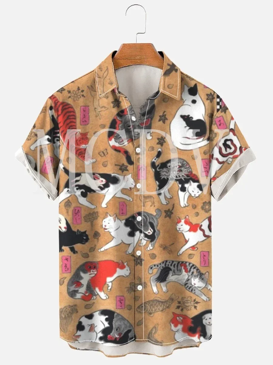 Summer Hawaiian Shirts for Men and Women Road ROUTE66 Plus Size Leisure Fashion Button Shirts