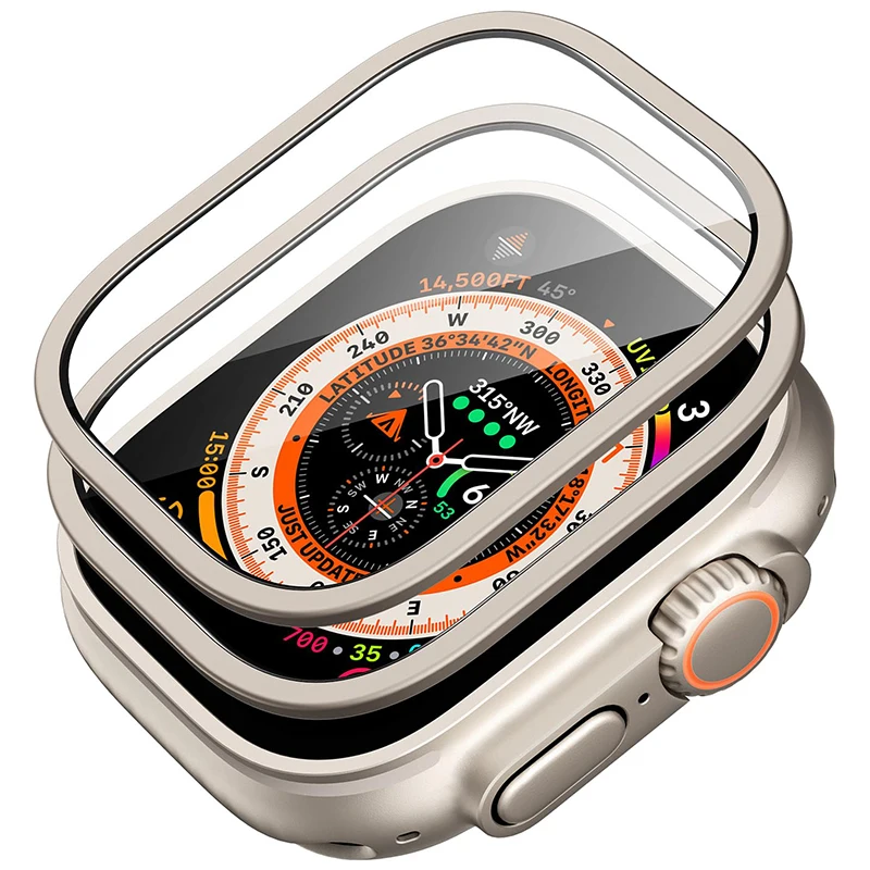 

Закаленное стекло для Apple Watch band ultra, защитная пленка для экрана 49 мм, с защитой от царапин, металлический бампер для iWatch Ultra 49 мм