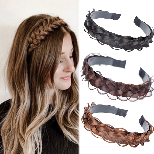 Women Wide Wig Twist Braided Hair Bands Fashion Non-slip Braids