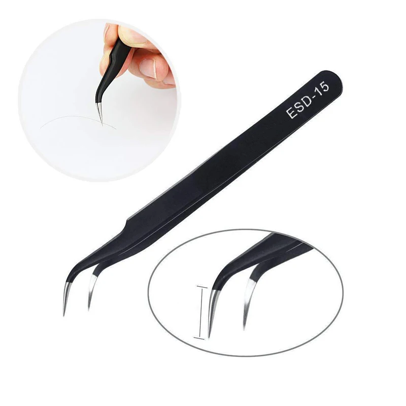 ESD-14 ESD-15 Anti-static Curved Straight Tip Forceps Precision Soldering Tweezers Set Electronic ESD Tweezers Tool Hot precision tweezers esd anti static tweezers soldering tweezers