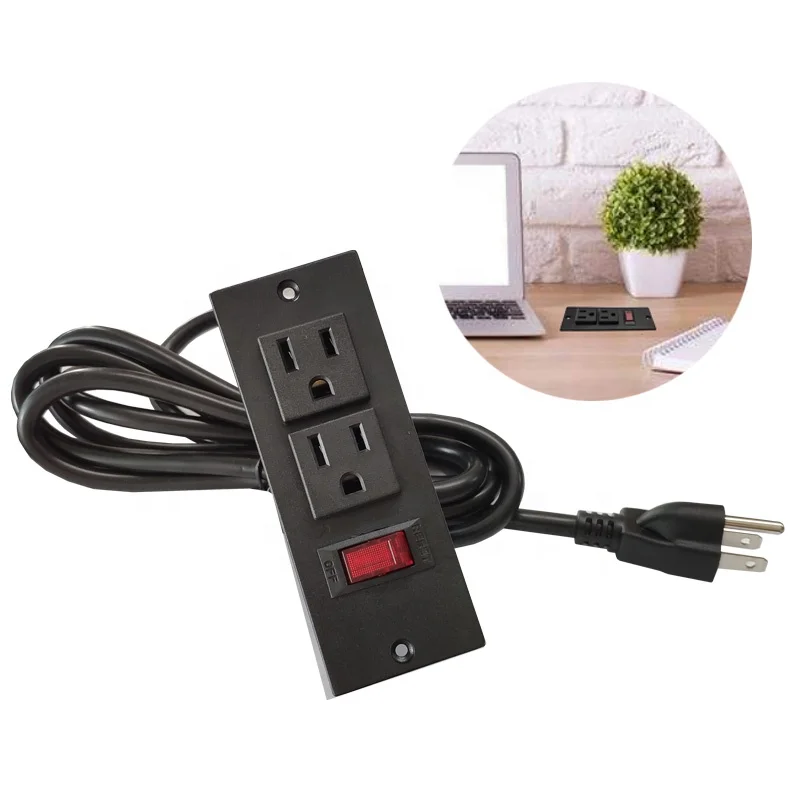 

（1 Pack）Desk Table 2 USB 2 Outlet Surface Mountable Recessed Furniture Power Strip