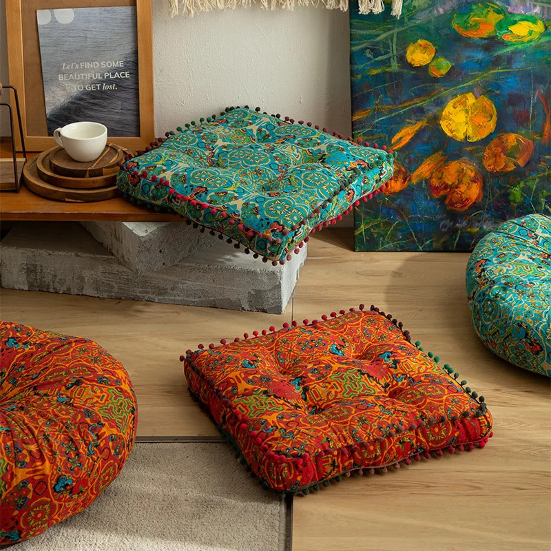 Morocco Style Floor Cushion Cotton Linen Meditation Futon Bay Window Tatami Mat Thicken Soft Round / Square Office Chair Cushion