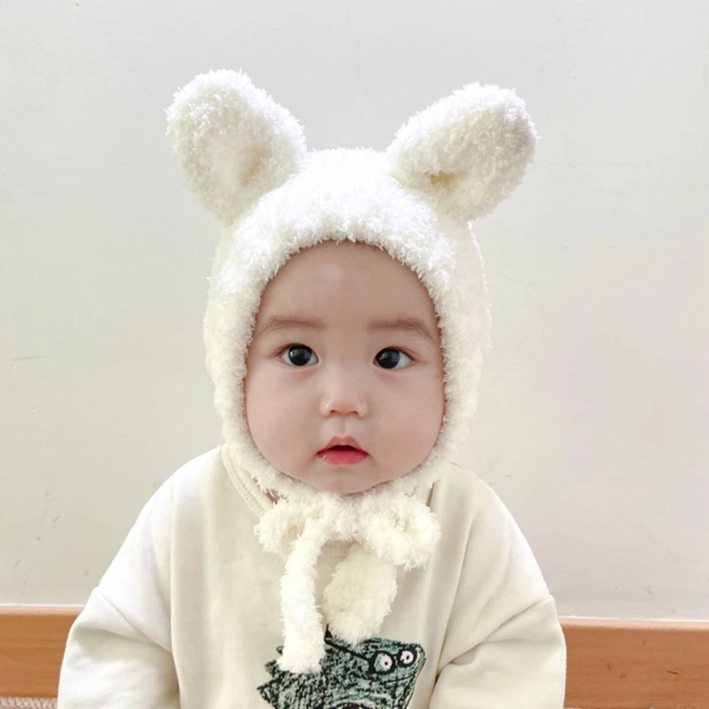 Baby Hat Cute Winter Baby Hats Bear Ear Warm Plush Baby Boys Girls Cap Beanie Solid Color Toddler Kids Earflap Bonnet Cap For Newborn