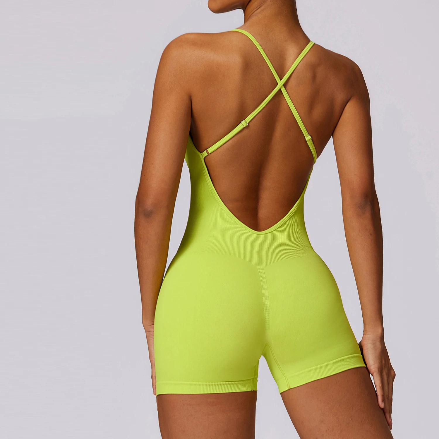 

Women Sexy Fitness Jumpsuit Yoga Sportswear Short Sport Skinny Sling Jumpsuit Solid Color Sleeveless Backless Romper Playsuit