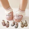 0-30Months Baby Socks Shoes Ruffled Edge Bow Baby Girls Spring Autumn Indoor Anti Slip Soft Sole Princess Flooring Sock Shoes 4
