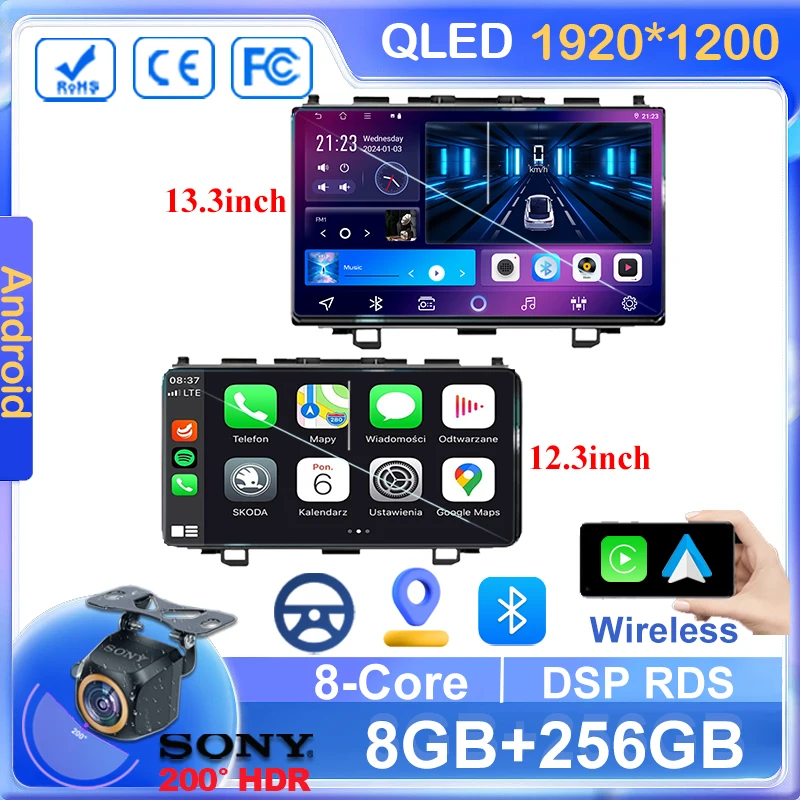 

GcPaSr Android13 For Honda CR-V 3 RE CRV 2007-2011 Car Radio Stereo Multimedia Player GPS Navigation 13 Inch 5G wifi CPU QLED BT