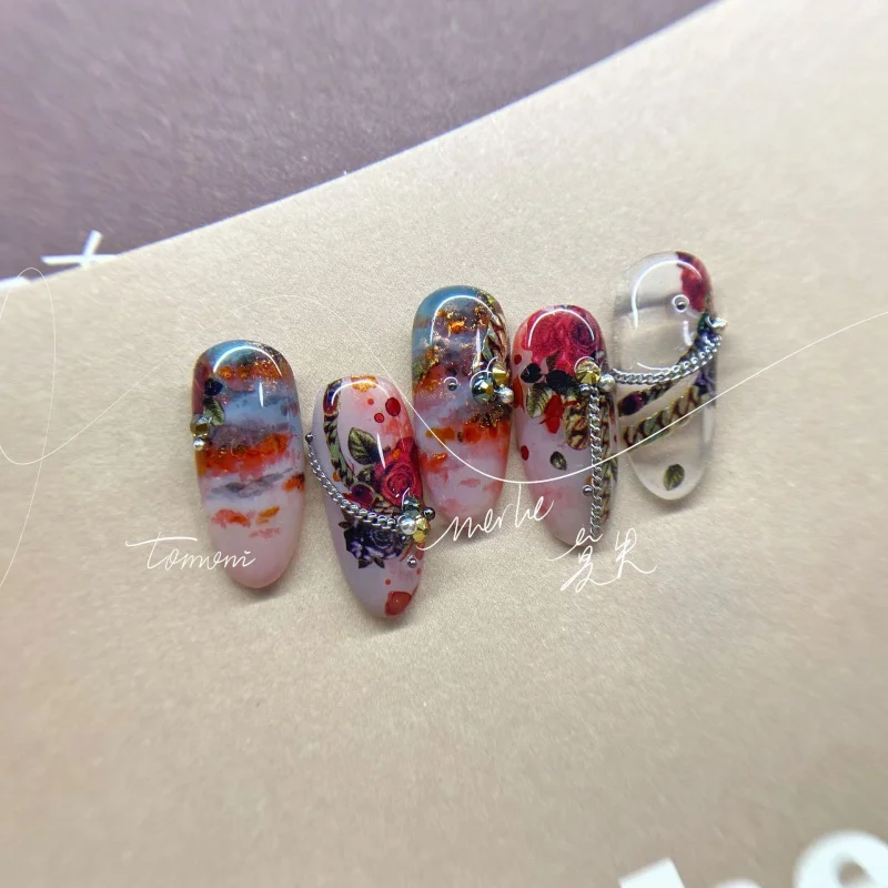 

[Meow.Sensei] Thin and Tough Ms112 Moloss Cooperation Manicure Stickers Japanese Style Colored and Shaped Nail Sticker Rose Seri