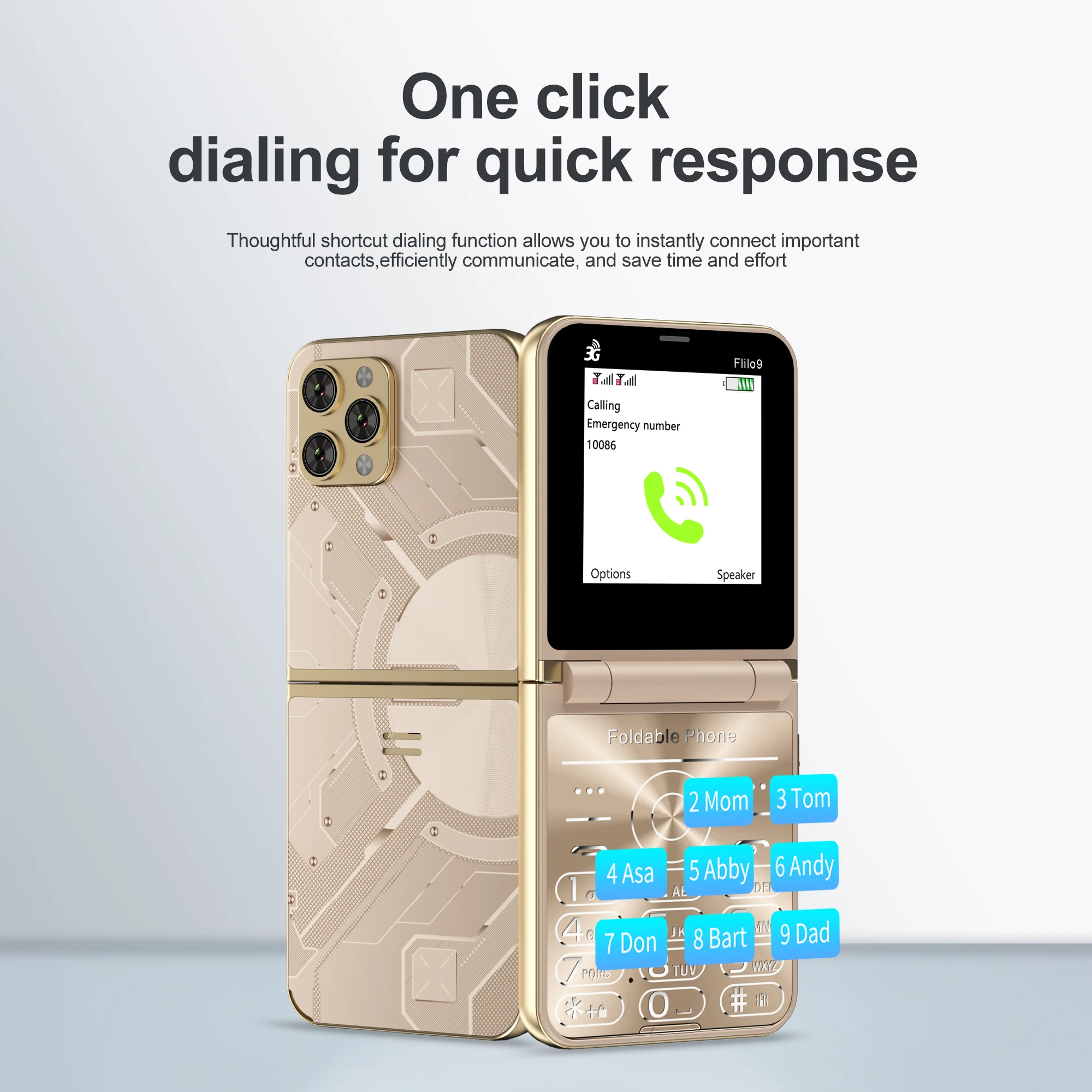 SERVO Flilo9 Dual SIM Flip Mobiie Phone 3G Network Speed Dial MP4 Player FM Radio Call Recording Flashlight Folding Cellphones