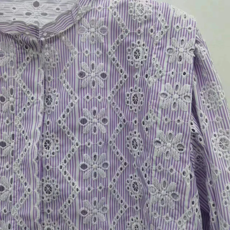 

Цветочная свободная Облегающая рубашка с рукавами-пузырьками, с круглым вырезом, вышитая вышивка, хлопковый топ, французская Элегантная весна/лето