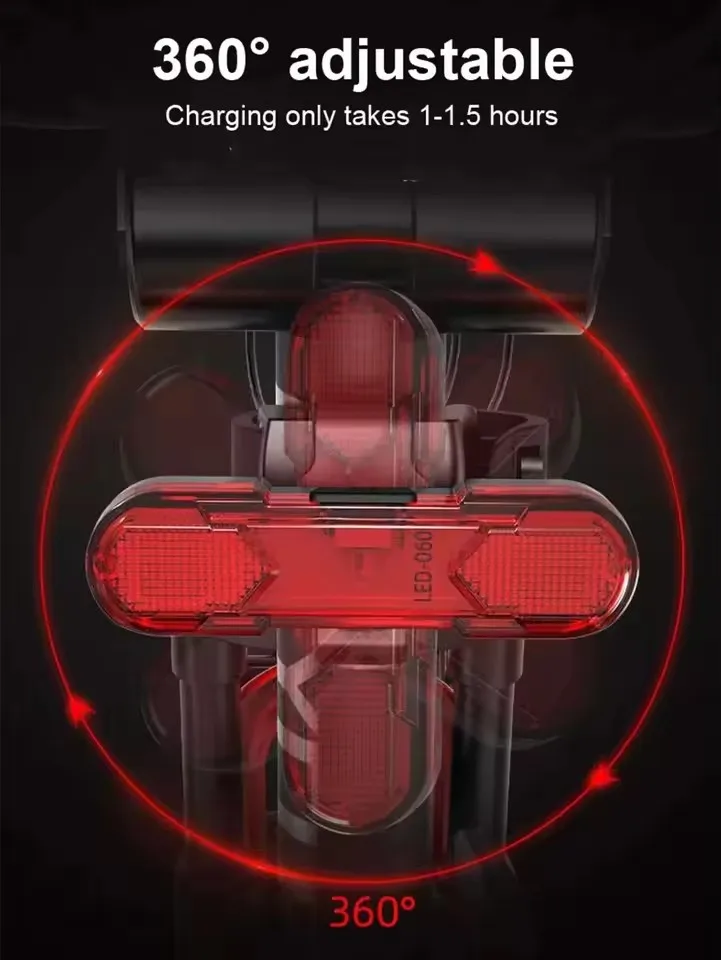 Luce Posteriore per Bicicletta, Fanale Posteriore USB Ricaricabile Impermeabile, Luce di Sicurezza per Ciclismo Notturno, Accessori MTB - immagine 4