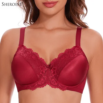 Sheroine Underwire Women Bras Lace Floral Minimizer Full Coverage Non Padded Unlined Everyday Comfort Support T-Shirt Bra