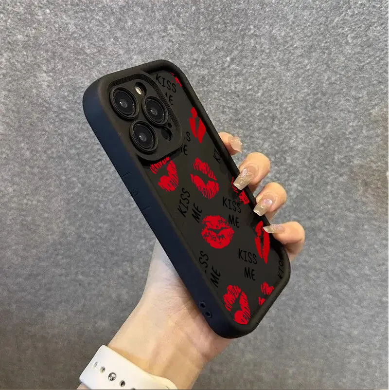 Lips Kiss Design Soft Phone Case - Couples Edition
