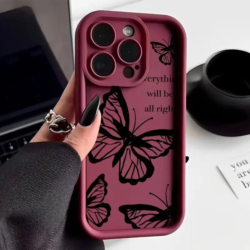 Black Butterfly Matte TPU Phone Case