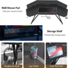 72" Gaming Desk with Power Outlet & Led Strip, Large Wing-Shaped Computer Desk W Monitor Stand 4