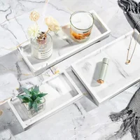 Resin Tray Creative Black White Marbling Rectangular Round Storage Plate Bedroom Jewelry Bathroom Toiletries Storage Tray 2