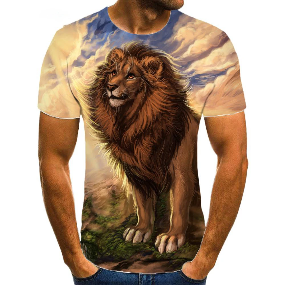 Casual Summer Short Sleeve Lion 3D Print T Shirt