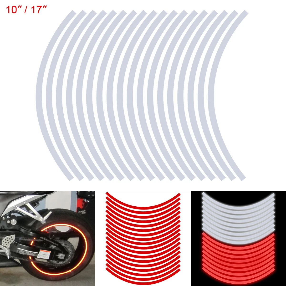 

18pcs PVC Car Motorcycle Hub Steel Tire Rim Reflector Refit Sticker 2 Colors Opitonal Fit for Automobile 10 -17 Inch Tires