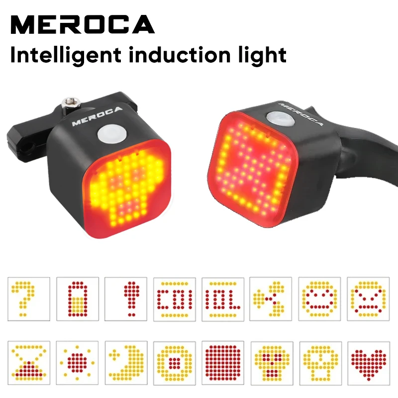 

MEROCA Bicycle Sensor Lights Smart Bike Rear Lights USB Rechargeable MTB Road Bike Taillight Cycling Rear Lantern Warning Lamps