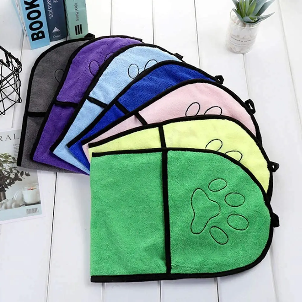 Pet Bath Towel Absorbent Thick Cat Dog Bath Towel Bathrobe Soft Blankets With Pocket Quick-drying For Small Medium Large Dogs